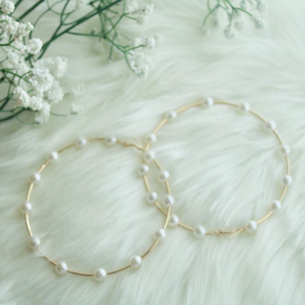 Pearl Hoop Statement Earrings